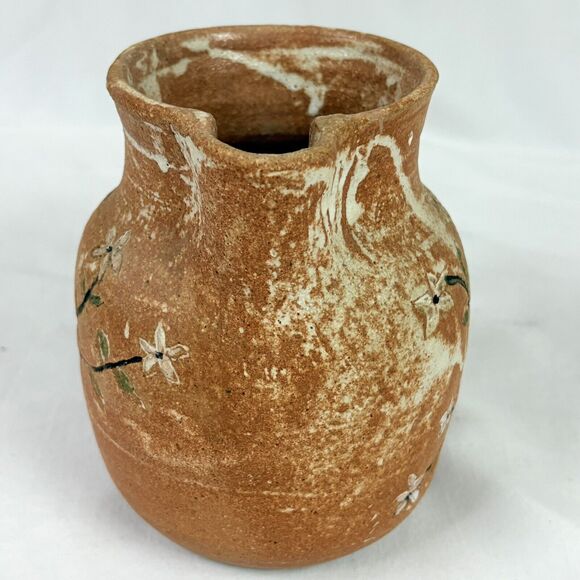 Studio Art Hand Crafted Stoneware Pottery Jug Pitcher Flowers Floral - Picture 6 of 9